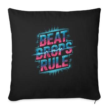 Beat Drops Rule Shirt - EDM Soundwave - Sofa pillowcase 17,3'' x 17,3'' (45 x 45 cm) - black - Front