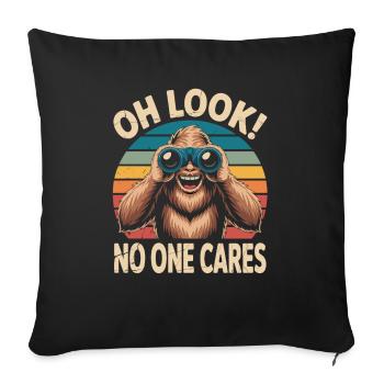 Dicton sarcastique du Bigfoot - « Tout le monde s’en fiche » - Housse de coussin décorative 45 x 45 cm - noir - Devant