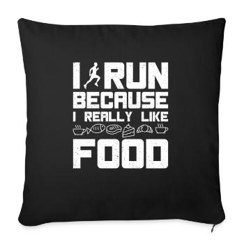 Marathon Runner I Run I Like Food Running - Sofa pillowcase 17,3'' x 17,3'' (45 x 45 cm) - black - Front