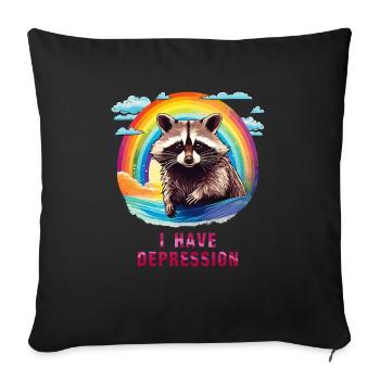 RATON LAVEUR : JE SOUFFRE DE DÉPRESSION - Housse de coussin décorative 45 x 45 cm - noir - Devant