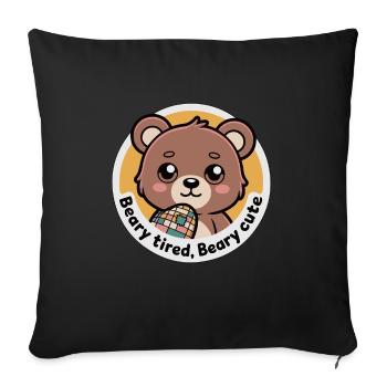 BEARY FATIGUÉ BEARY CUTE - Housse de coussin décorative 45 x 45 cm - noir - Devant