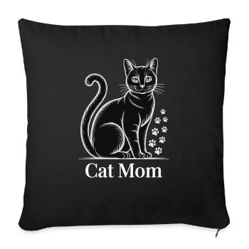 Für stolze Katzenmamas Pfotenliebe und Katzenblick - Sofakissenbezug 45 x 45 cm - Schwarz - Vorne