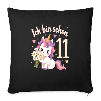 Licorne mignonne 11e anniversaire pour les filles - Housse de coussin décorative 45 x 45 cm - noir - Devant