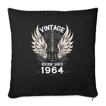 Vintage Rockin' depuis 1964, 61 ans d’indémodable - Housse de coussin décorative 45 x 45 cm - noir - Devant