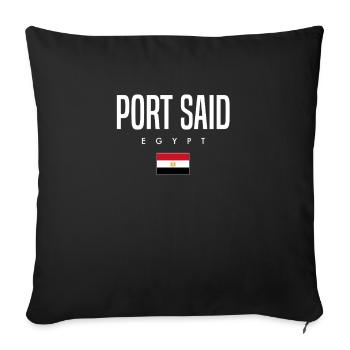Port Said, Egypt - Sofa pillowcase 17,3'' x 17,3'' (45 x 45 cm) - black - Front