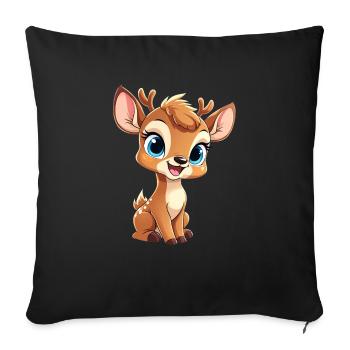 Reindeer child - Sofa pillowcase 17,3'' x 17,3'' (45 x 45 cm) - black - Front