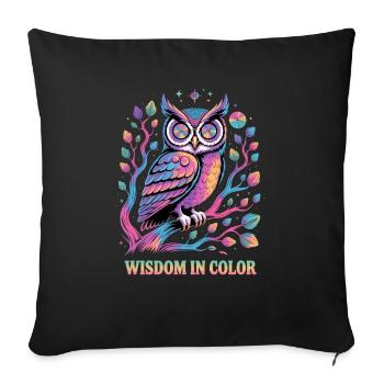 Vibrant Owl Wisdom in Color Design - Sofa pillowcase 17,3'' x 17,3'' (45 x 45 cm) - black - Front