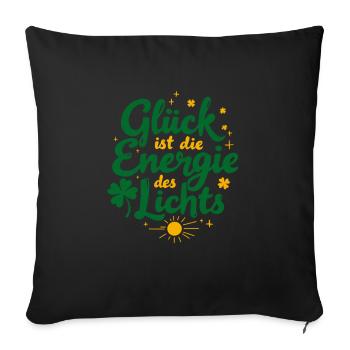 Bonheur, Énergie, Lumière - Housse de coussin décorative 45 x 45 cm - noir - Devant