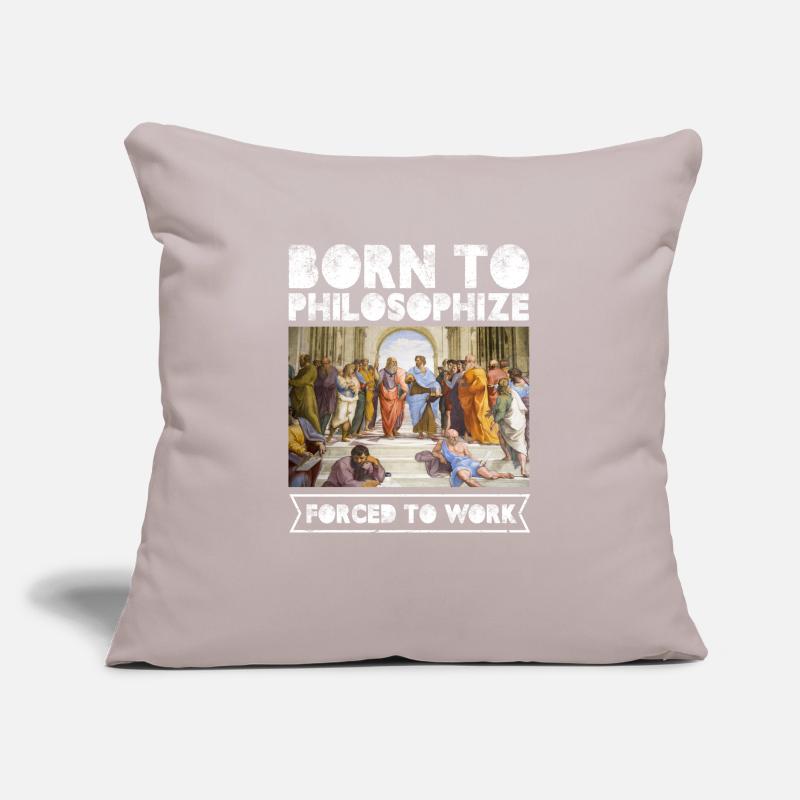 Né pour philosopher Forcé de travailler Housse de coussin décorative 45 x 45 cm