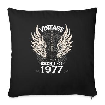 Vintage Rockin' Since 1977, 48 Years of Classic - Sofa pillowcase 17,3'' x 17,3'' (45 x 45 cm) - black - Front