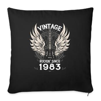 Vintage Rockin' depuis 1983, 42 ans d’indémodable - Housse de coussin décorative 45 x 45 cm - noir - Devant