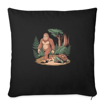 Bigfoot and his trusty Turtle - Sofa pillowcase 17,3'' x 17,3'' (45 x 45 cm) - black - Front