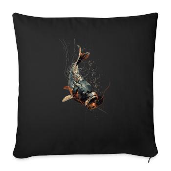 Pêche à la ligne Pêche Poisson carpe Poisson Karpfen - Housse de coussin décorative 45 x 45 cm - noir - Devant
