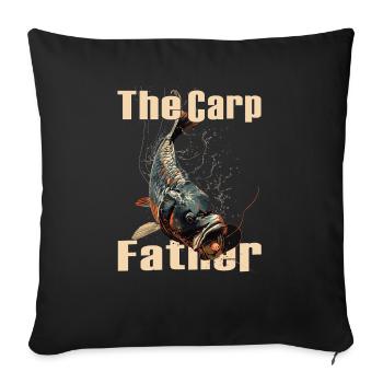 Pêche à la ligne Pêche Poisson carpe Poisson Karpfen - Housse de coussin décorative 45 x 45 cm - noir - Devant