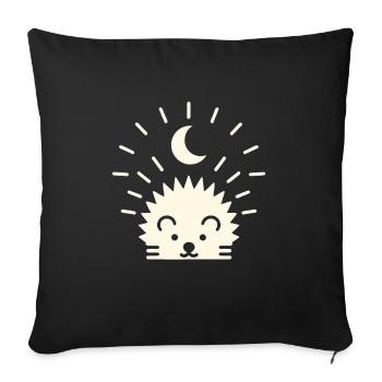 Hérisson au clair de lune - Housse de coussin décorative 45 x 45 cm - noir - Devant