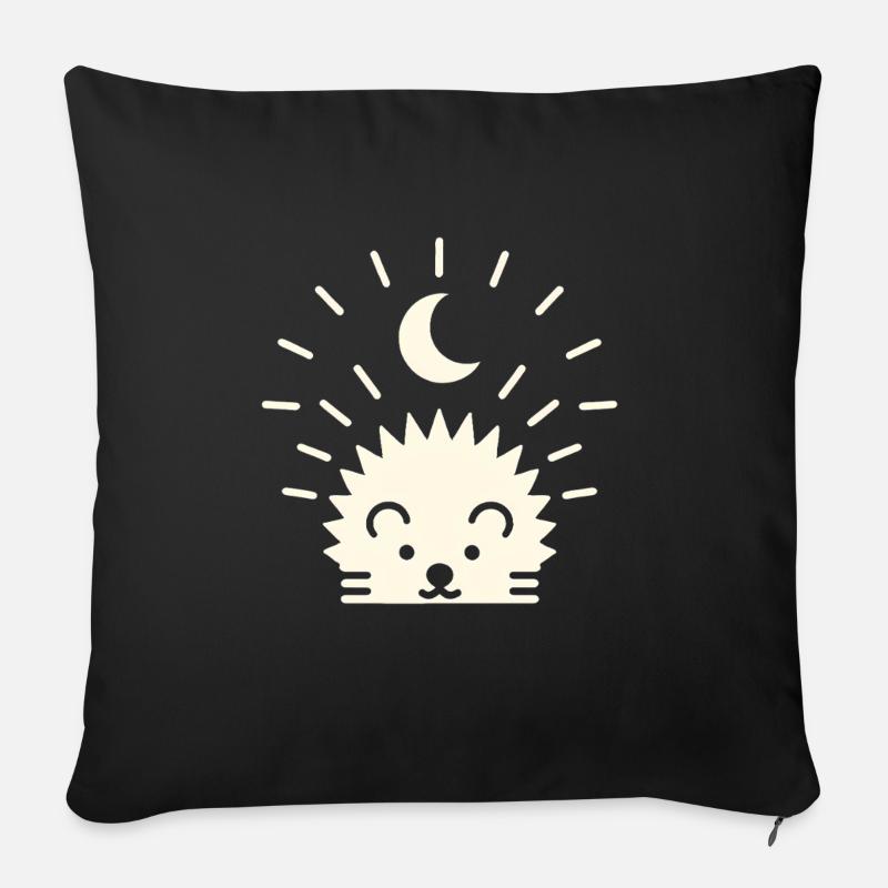 Hérisson au clair de lune - Housse de coussin décorative 45 x 45 cm - noir
