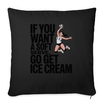 Soft-serve? Then off to the – volleyball - Sofa pillowcase 17,3'' x 17,3'' (45 x 45 cm) - black - Front