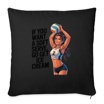 Soft-Serve? Dann ab zum Eis – Volleyball - Sofakissenbezug 45 x 45 cm - Schwarz - Vorne