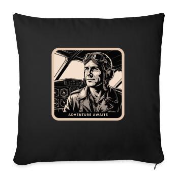 PILOT, ADVENTURE AWAITS - Sofa pillowcase 17,3'' x 17,3'' (45 x 45 cm) - black - Front