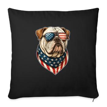 Englische Bulldogge USA - Sofakissenbezug 45 x 45 cm - Schwarz - Vorne
