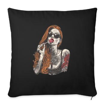 Rote Haare Rockabilly Pin Up Girl 50s - Sofakissenbezug 45 x 45 cm - Schwarz - Vorne