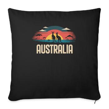 Australien mit Kängurus im Outback - Sofakissenbezug 45 x 45 cm - Schwarz - Vorne