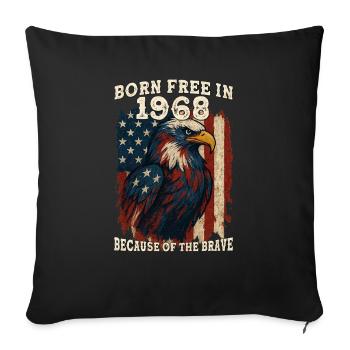 Né libre en 1968 – 57 ans d’héritage de liberté - Housse de coussin décorative 45 x 45 cm - noir - Devant