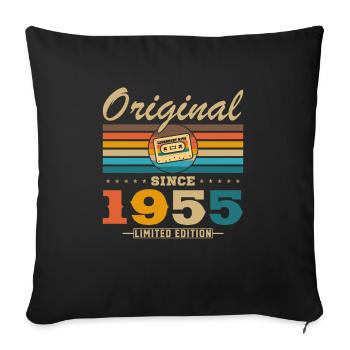 70 Jahre 1955 Vintage Retro Jubiläumsgeschenk - Sofakissenbezug 45 x 45 cm - Schwarz - Vorne