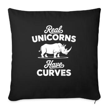 Real unicorns have curves - Sofa pillowcase 17,3'' x 17,3'' (45 x 45 cm) - black - Front
