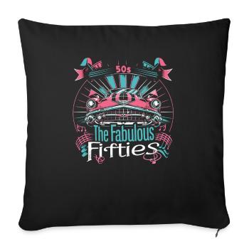 Fifties 1950s Car Music - Sofa pillowcase 17,3'' x 17,3'' (45 x 45 cm) - black - Front