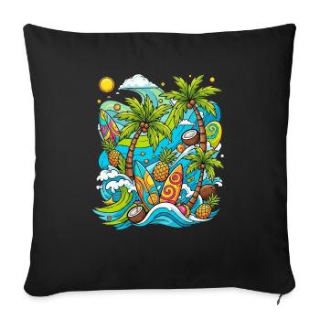 Tropical holiday pattern - Sofa pillowcase 17,3'' x 17,3'' (45 x 45 cm) - black - Front