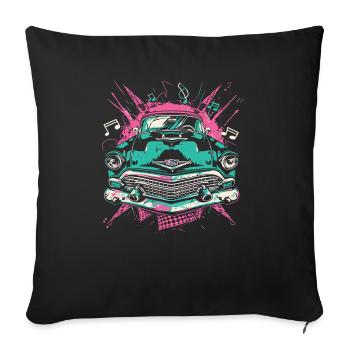 Fifties 1950s Car Music - Sofa pillowcase 17,3'' x 17,3'' (45 x 45 cm) - black - Front
