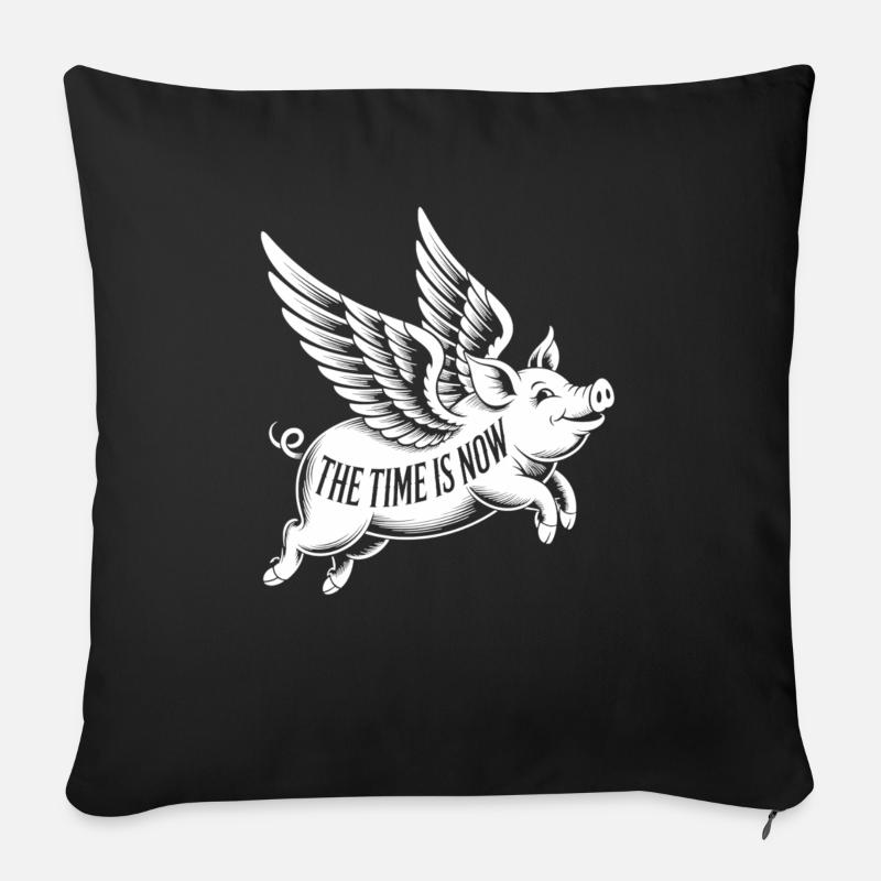 Fliegendes Schwein, klare Botschaft - Sofakissenbezug 45 x 45 cm - Schwarz