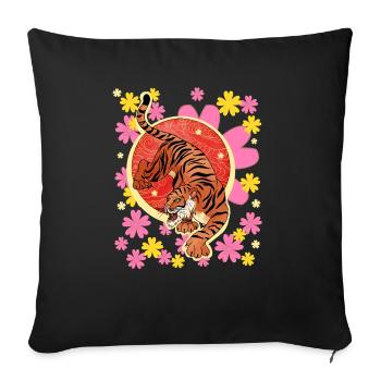 Fête nationale du tigre - Housse de coussin décorative 45 x 45 cm - noir - Devant