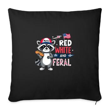 Red White And Feral Raccoon National Day - Sofa pillowcase 17,3'' x 17,3'' (45 x 45 cm) - black - Front