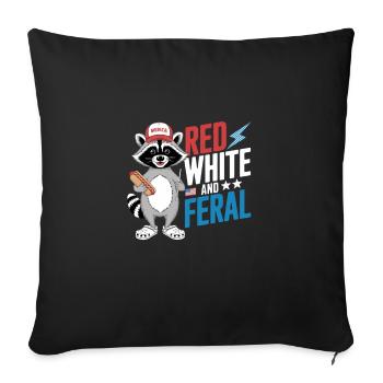 Red White And Feral Raccoon National Day - Sofa pillowcase 17,3'' x 17,3'' (45 x 45 cm) - black - Front