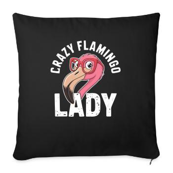 Dame flamant rose folle - Housse de coussin décorative 45 x 45 cm - noir - Devant