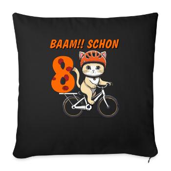VÉLO CHAT BAAM !! DÉJÀ HUIT - Housse de coussin décorative 45 x 45 cm - noir - Devant