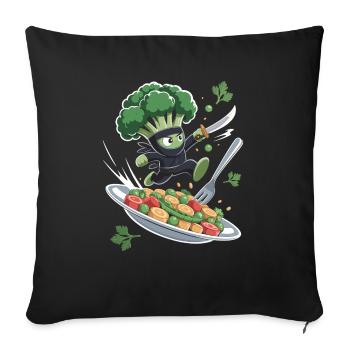 Brocoli Ninja en action - Housse de coussin décorative 45 x 45 cm - noir - Devant