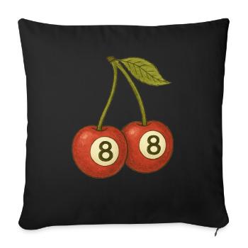 Cherry 8 boule Retro Pool Vibes Design - Housse de coussin décorative 45 x 45 cm - noir - Devant