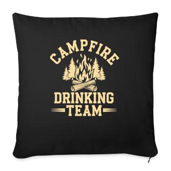 Campfire Drinking Team - Campfire Saufgemeinschaft - Sofa pillowcase 17,3'' x 17,3'' (45 x 45 cm) - black - Front