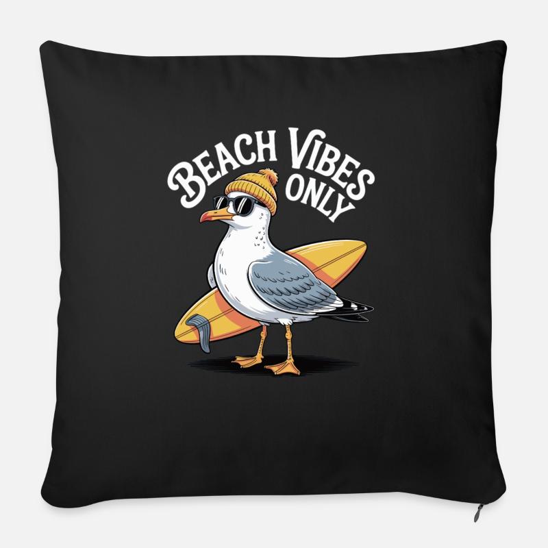 Ambiance de la plage Mouette - Housse de coussin décorative 45 x 45 cm - noir