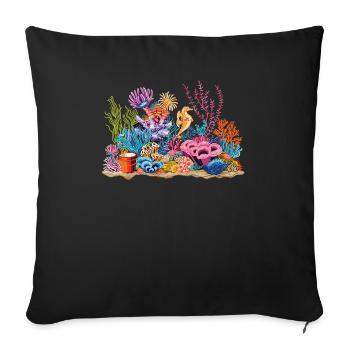 Aquarium Aquarist Coral Fragging - Sofa pillowcase 17,3'' x 17,3'' (45 x 45 cm) - black - Front
