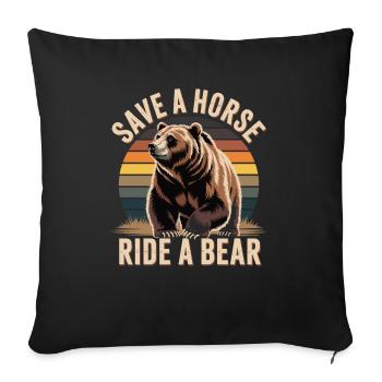 Chemise d’ours rétro avec drôle de dicton de cow-boy - Housse de coussin décorative 45 x 45 cm - noir - Devant