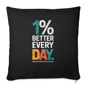 Daily Improvement – Inspiration for Success - Sofa pillowcase 17,3'' x 17,3'' (45 x 45 cm) - black - Front