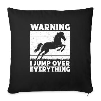 Avertissement d’équitation Sautez par-dessus tout - Housse de coussin décorative 45 x 45 cm - noir - Devant