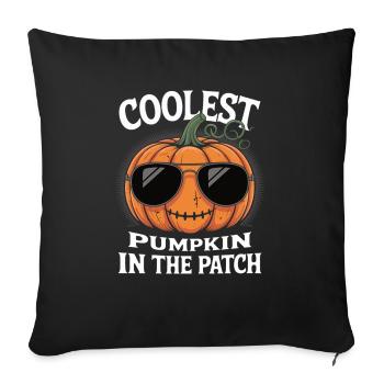 Drôle de citrouille d’Halloween avec des lunettes de soleil - Housse de coussin décorative 45 x 45 cm - noir - Devant