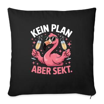 Pas de plan mais Chemise Flamingo au vin mousseux - Housse de coussin décorative 45 x 45 cm - noir - Devant