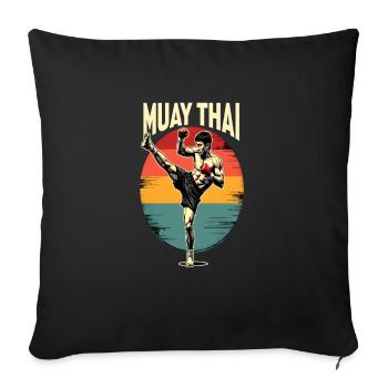 Drôle Muay Thai Boxe Muay Thai - Housse de coussin décorative 45 x 45 cm - noir - Devant