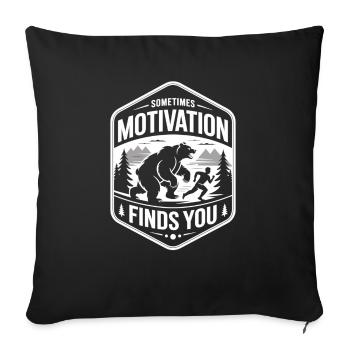 Maillot de course avec ours - la motivation vous trouve ! - Housse de coussin décorative 45 x 45 cm - noir - Devant